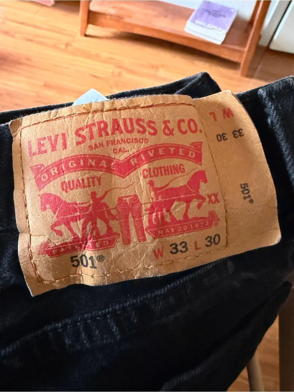 Levi’s 501 Original Straight Fit Jeans Black Faded Denim Button Fly